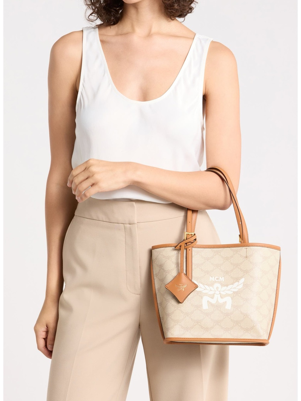 MCM Lauretos Coated Canvas Shopper Bag